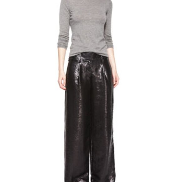 Kaufman Franco Wide-Leg Sequin Pants, Onyx